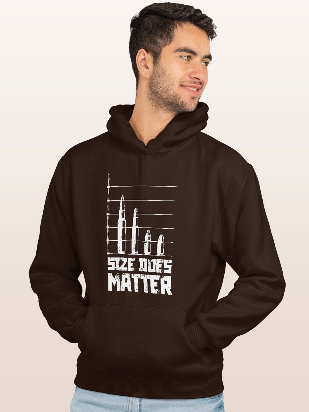 

macmerise Men Printed Hooded Sweatshirt, Brown