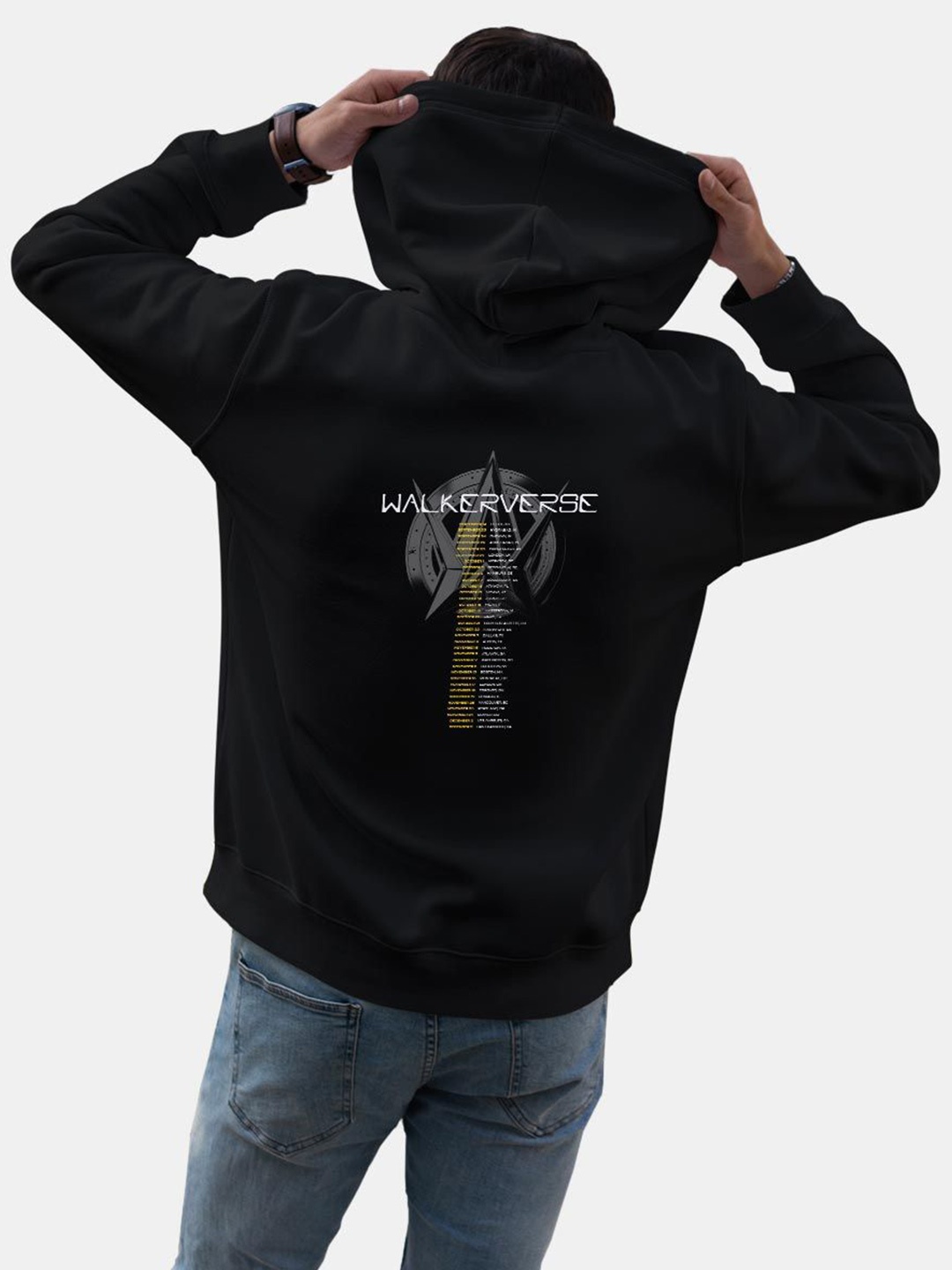 

macmerise Men Printed Hooded Sweatshirt, Black