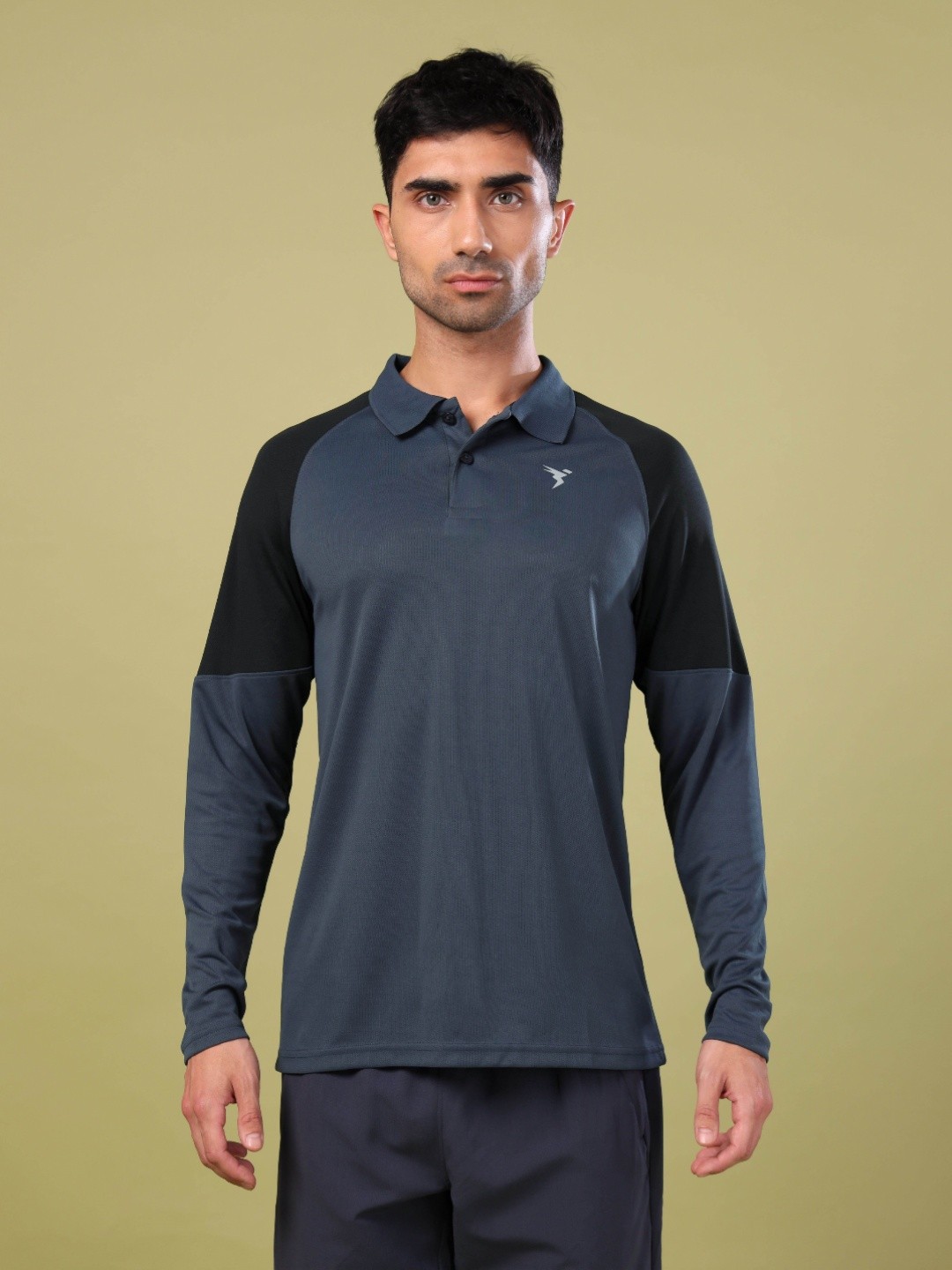 

Technosport Colourblocked Polo Collar UPF50 Techno cool+ Slim Fit T-shirt, Grey