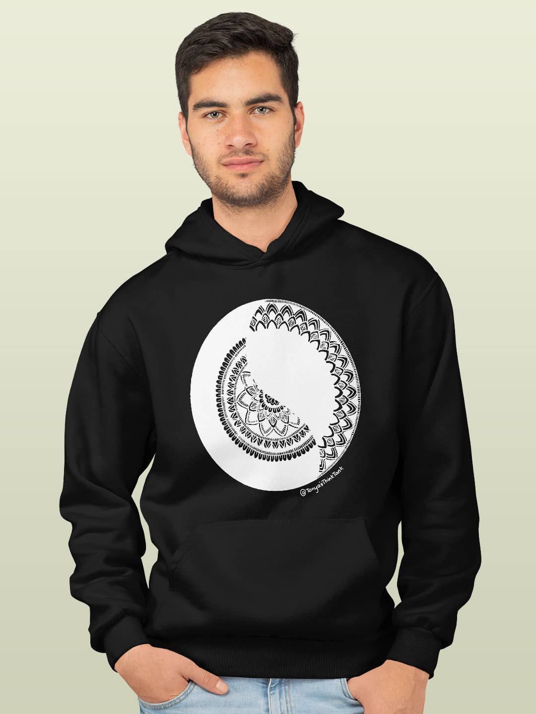 

macmerise Men Printed Hooded Sweatshirt, Black