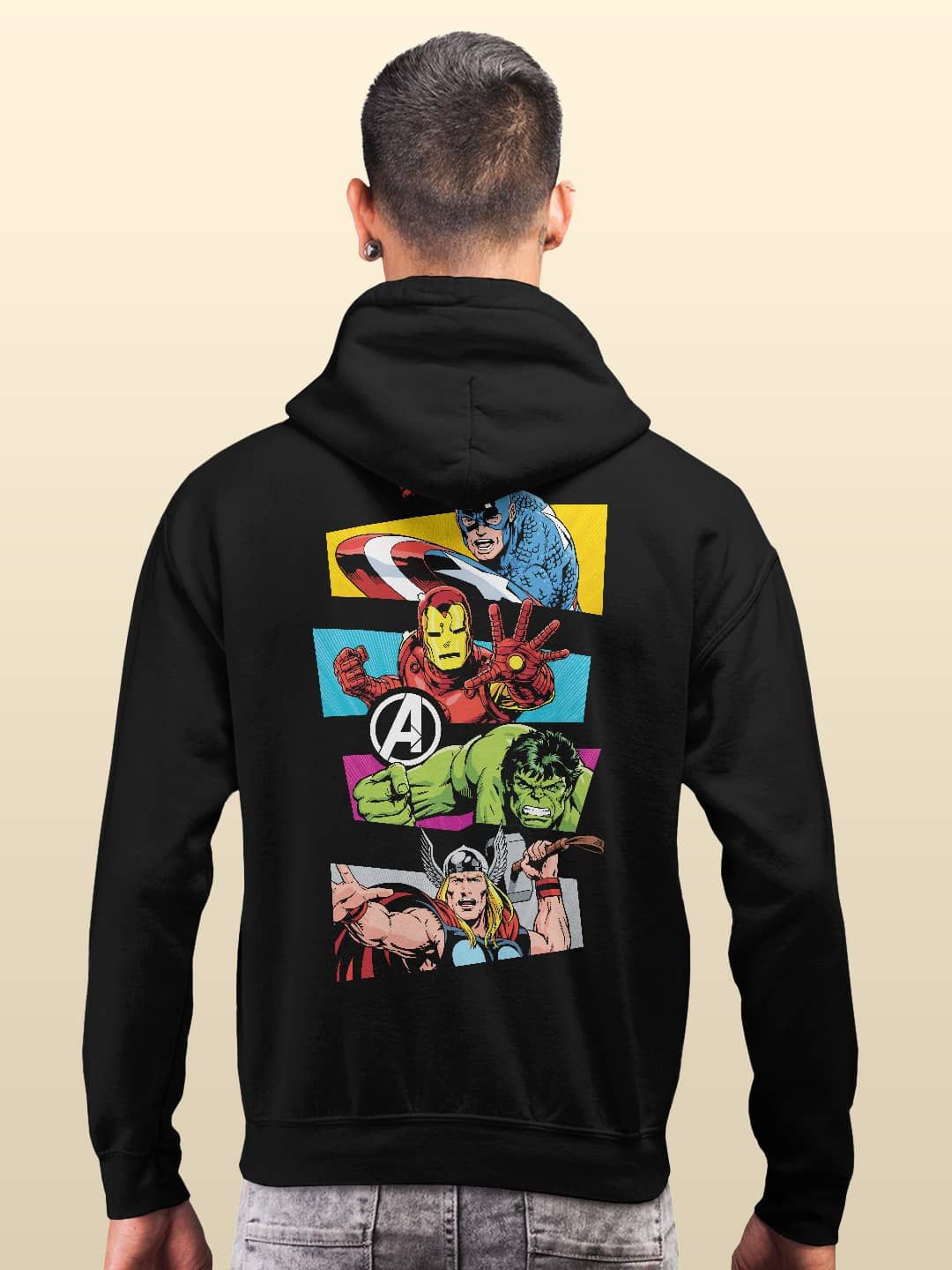 

macmerise Men Printed Hooded Sweatshirt, Black