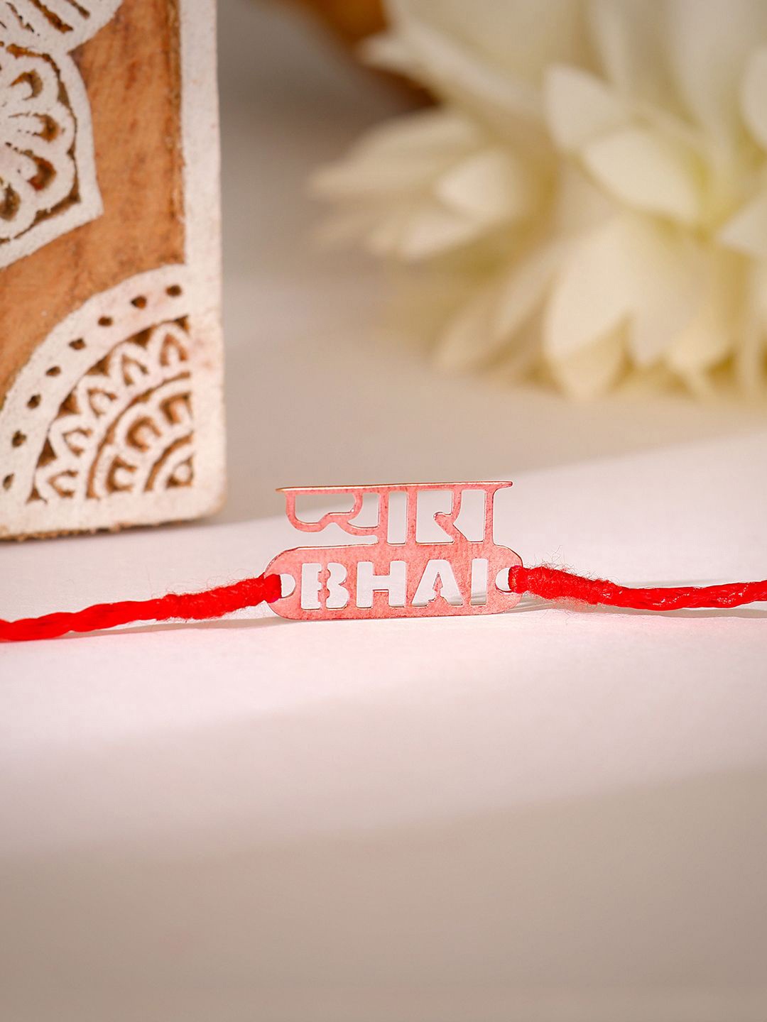 

GIVA 925 Silver Pyaara Bhai Charm Thread Rakhi With Roli Chawal & Greeting Card, Rose gold