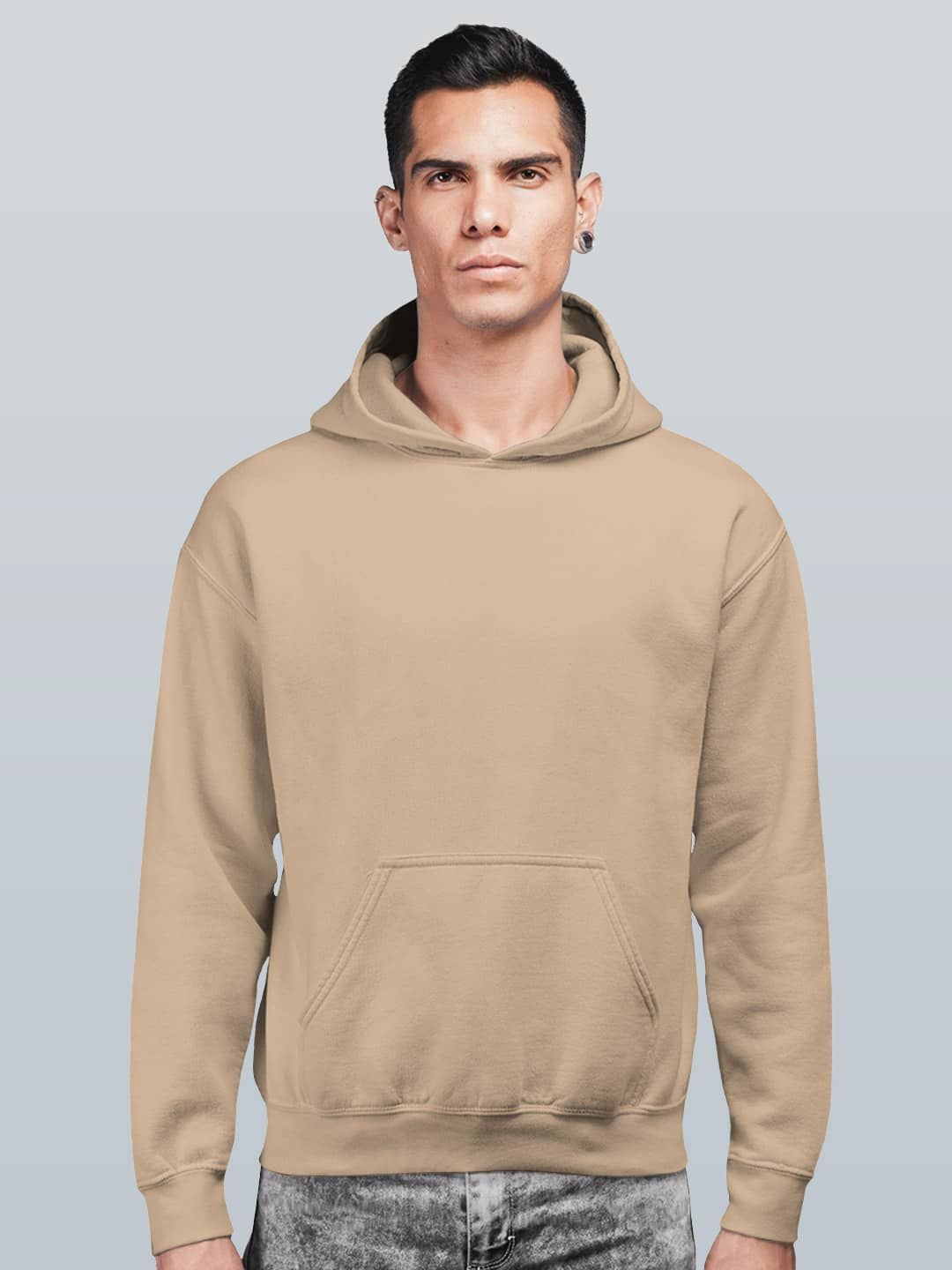 

macmerise Men Hooded Sweatshirt, Beige