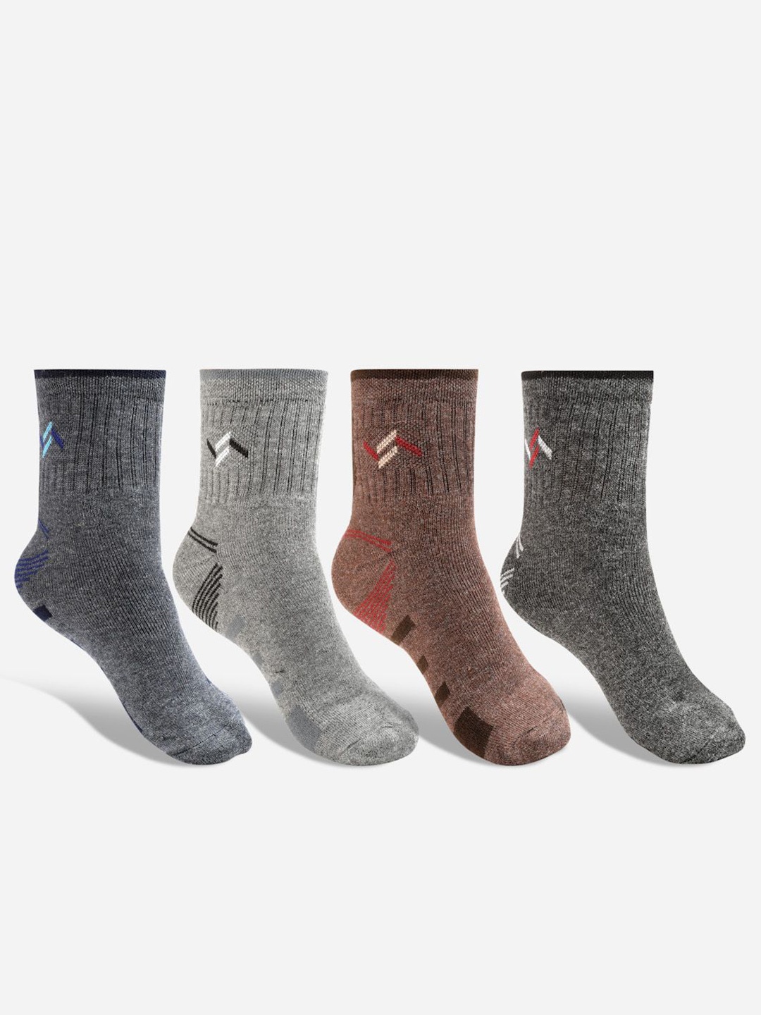 

Texlon Pack Of 4 Men Patterned Ankle-Length Socks, Grey