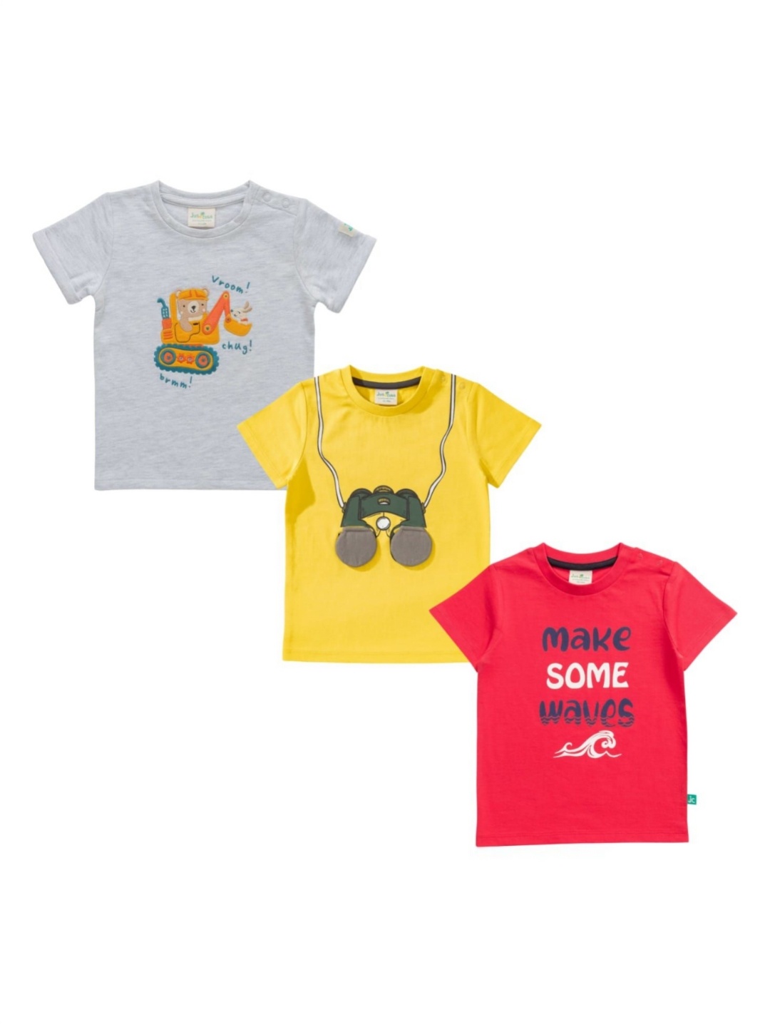 

JusCubs Boys Pack Of 3 Graphic Printed Round Neck Cotton T-Shirt, Red
