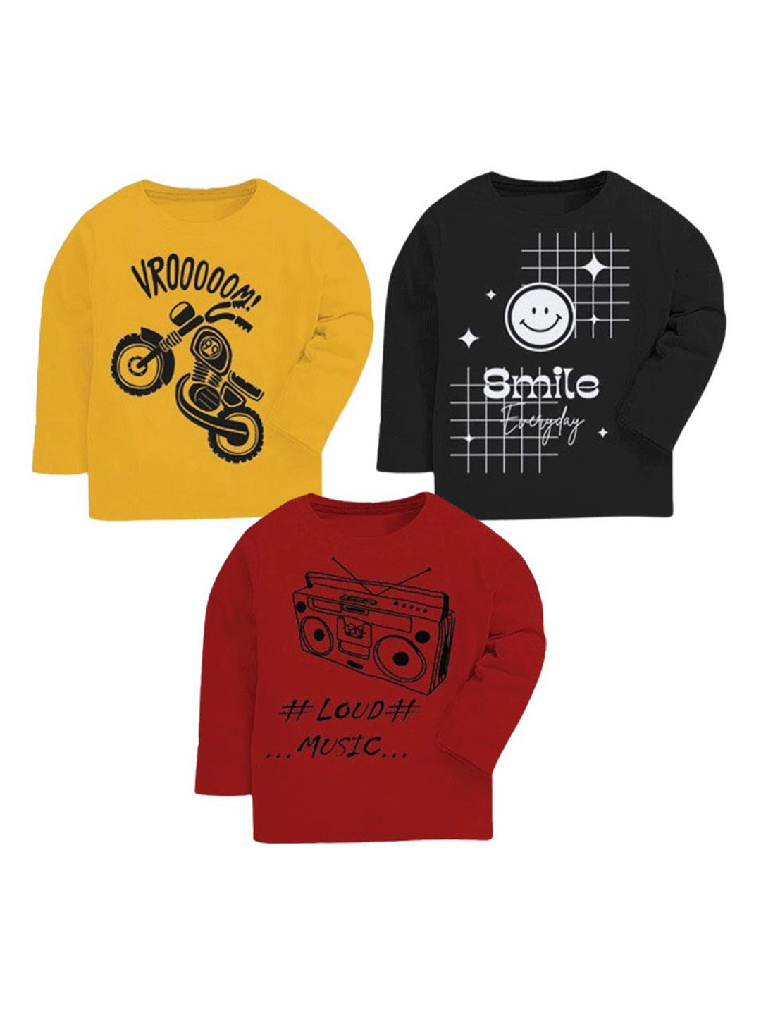 

BAESD Boys Typography 3 Printed Applique T-shirt, Multi