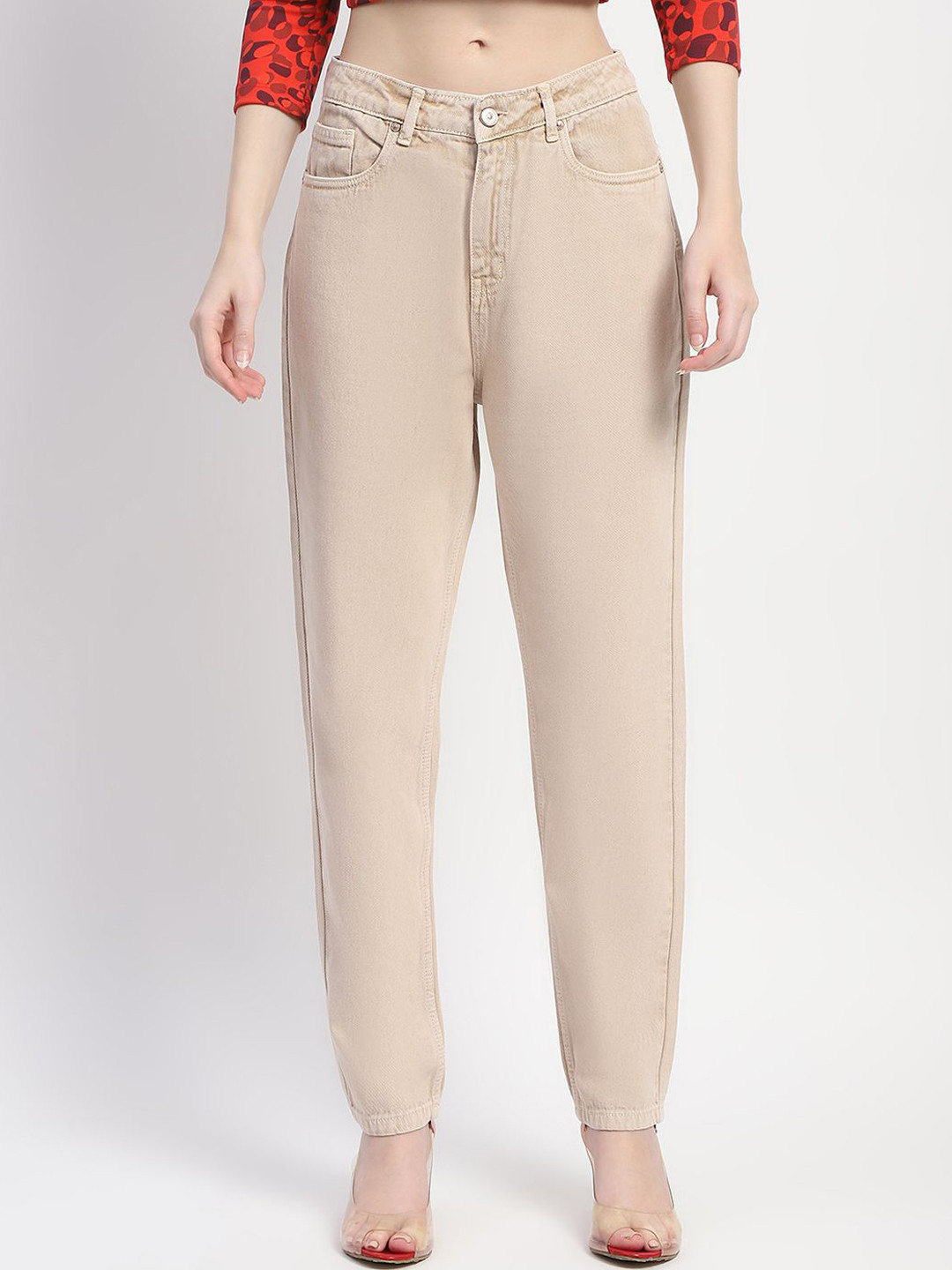 

Madame Women Mid-Rise Regular Fit Jeans, Beige