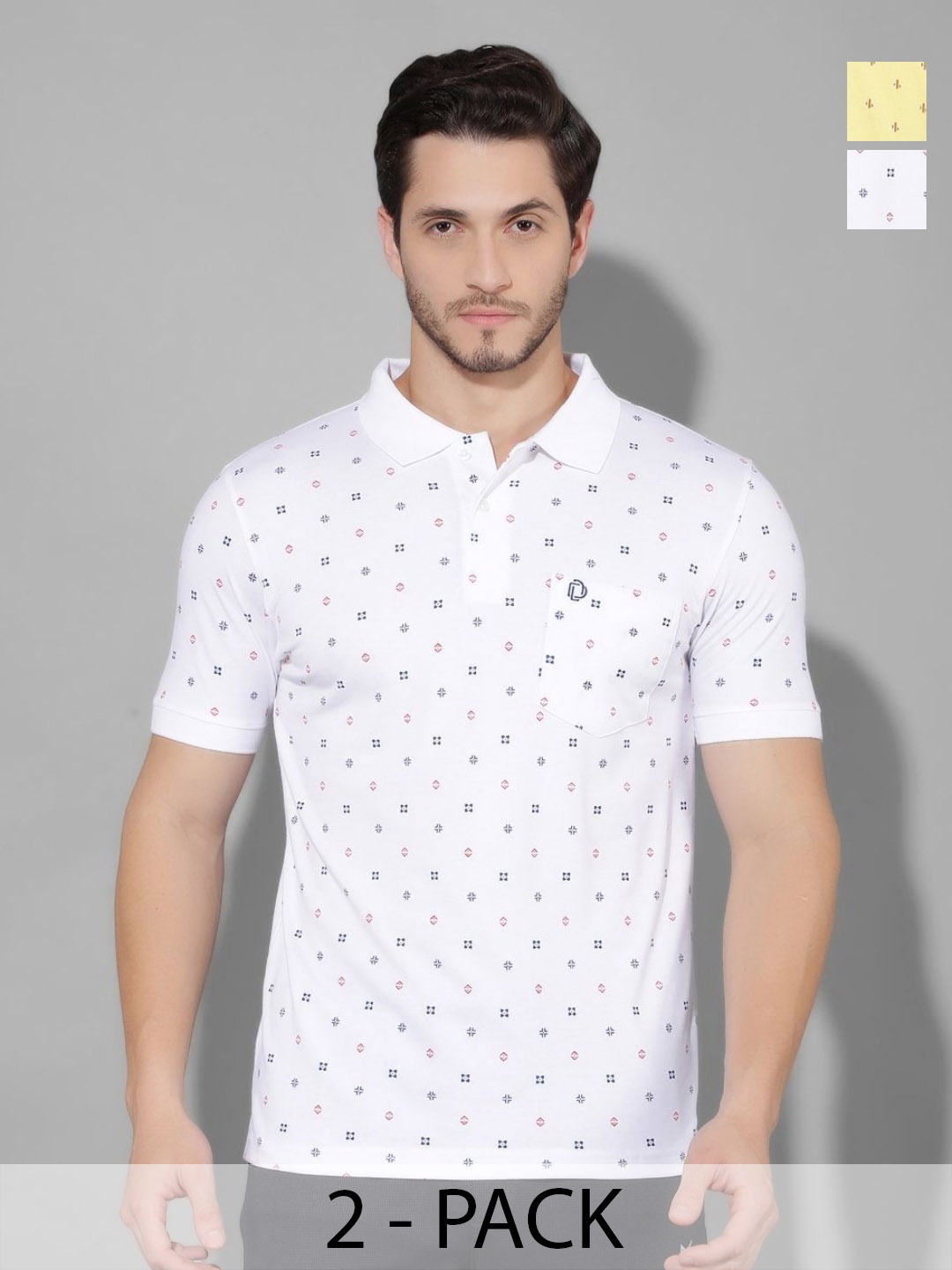 

Dollar Men 2 Printed Polo Collar Pockets T-shirt, Multi