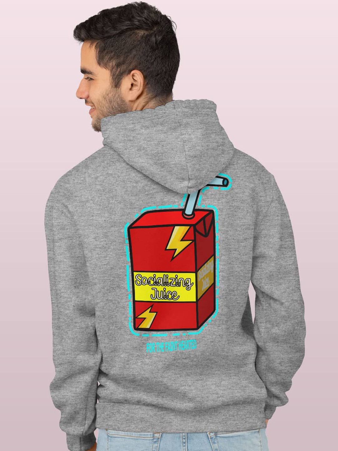 

macmerise Men Printed Hooded Sweatshirt, Grey