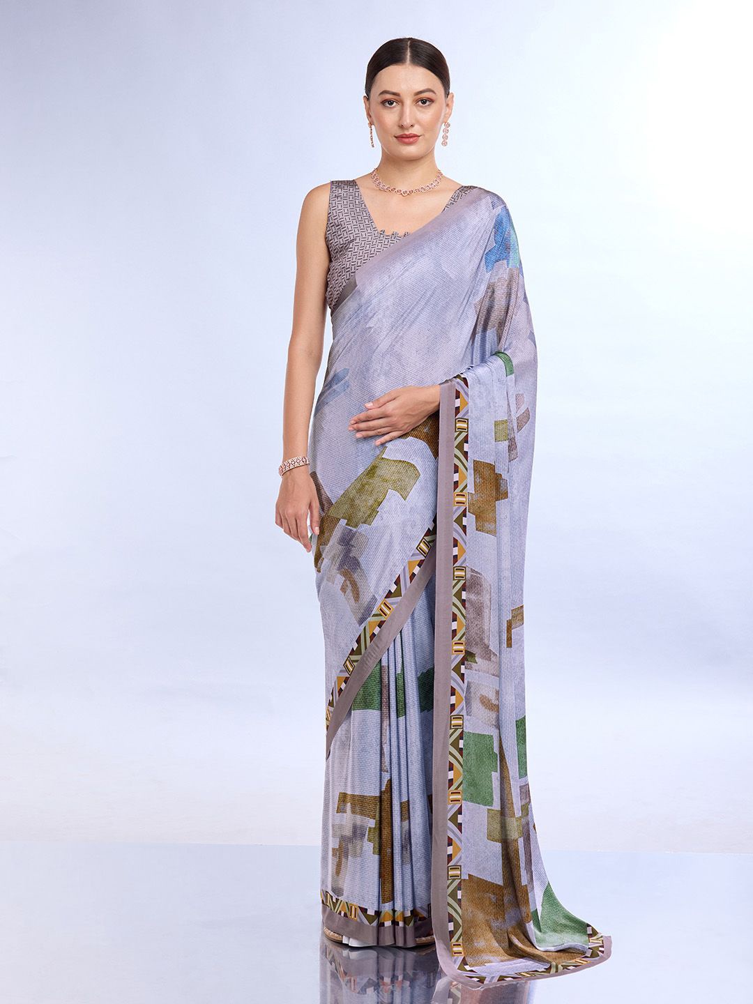 

Mitera Satin Saree With Blouse, Purple