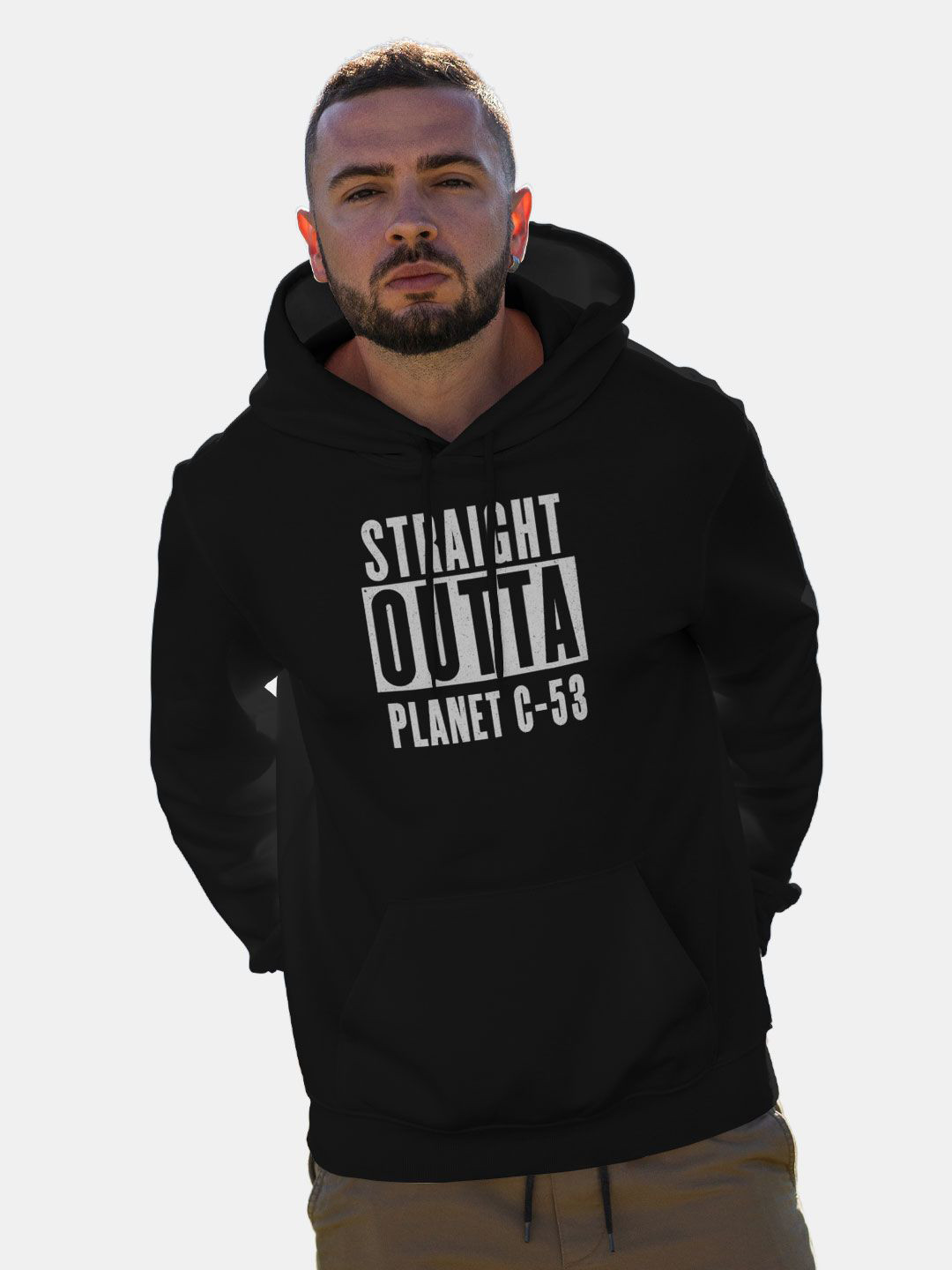 

macmerise Men Printed Hooded Sweatshirt, Black
