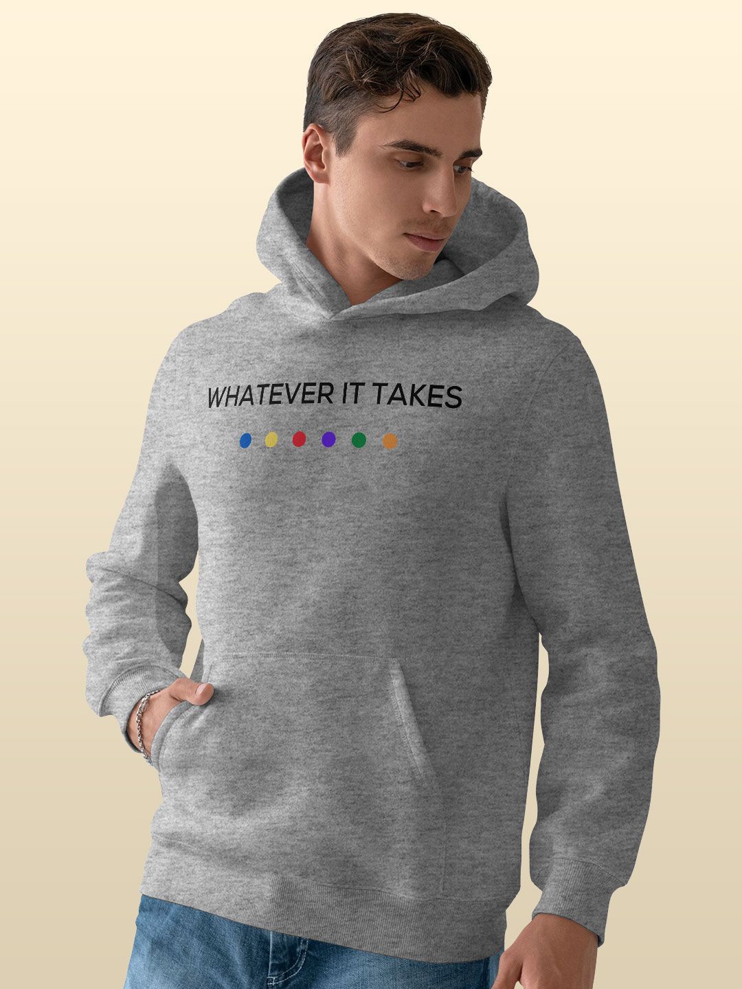 

macmerise Men Printed Hooded Sweatshirt, Grey