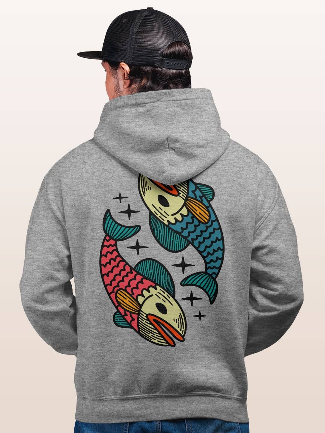 

macmerise Men Printed Hooded Sweatshirt, Grey