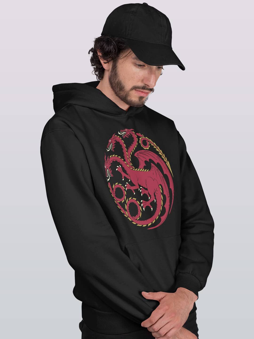 

macmerise Men Printed Hooded Sweatshirt, Black