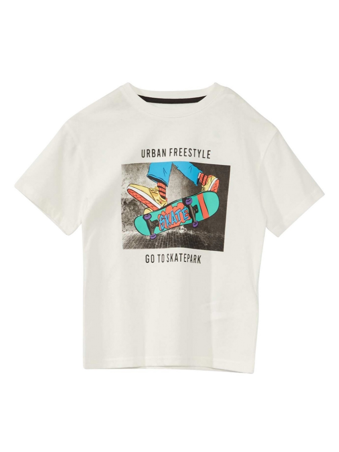 

KIABI Boys Typography Printed Pure Cotton T-shirt, White