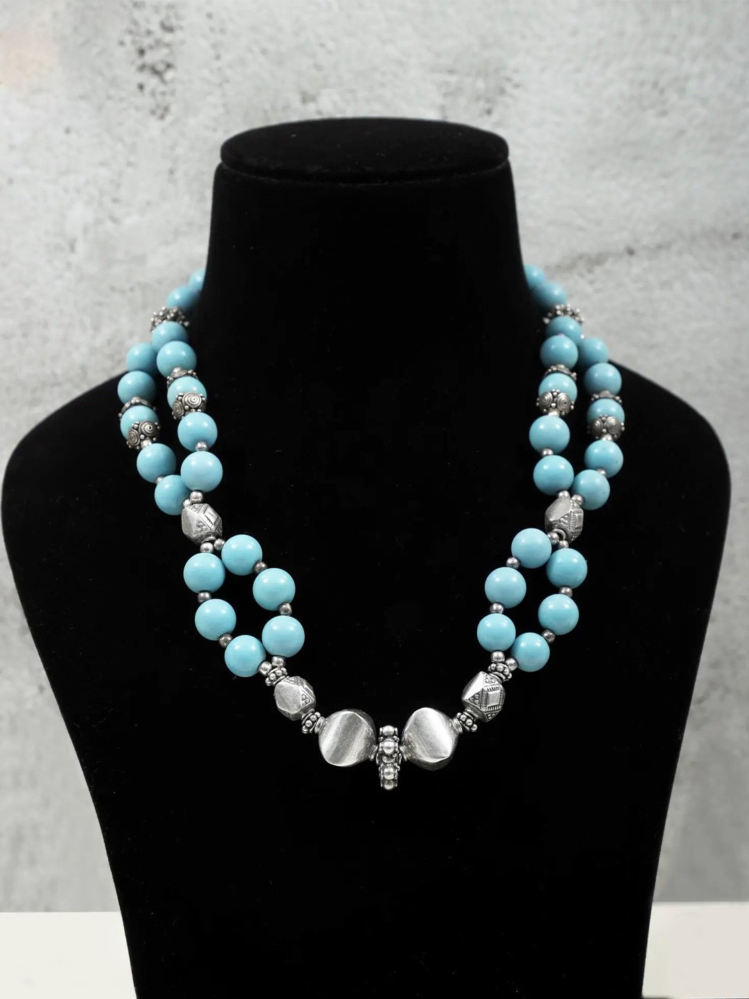 

Exotic India Turquoise Stone Sterling Silver Necklace