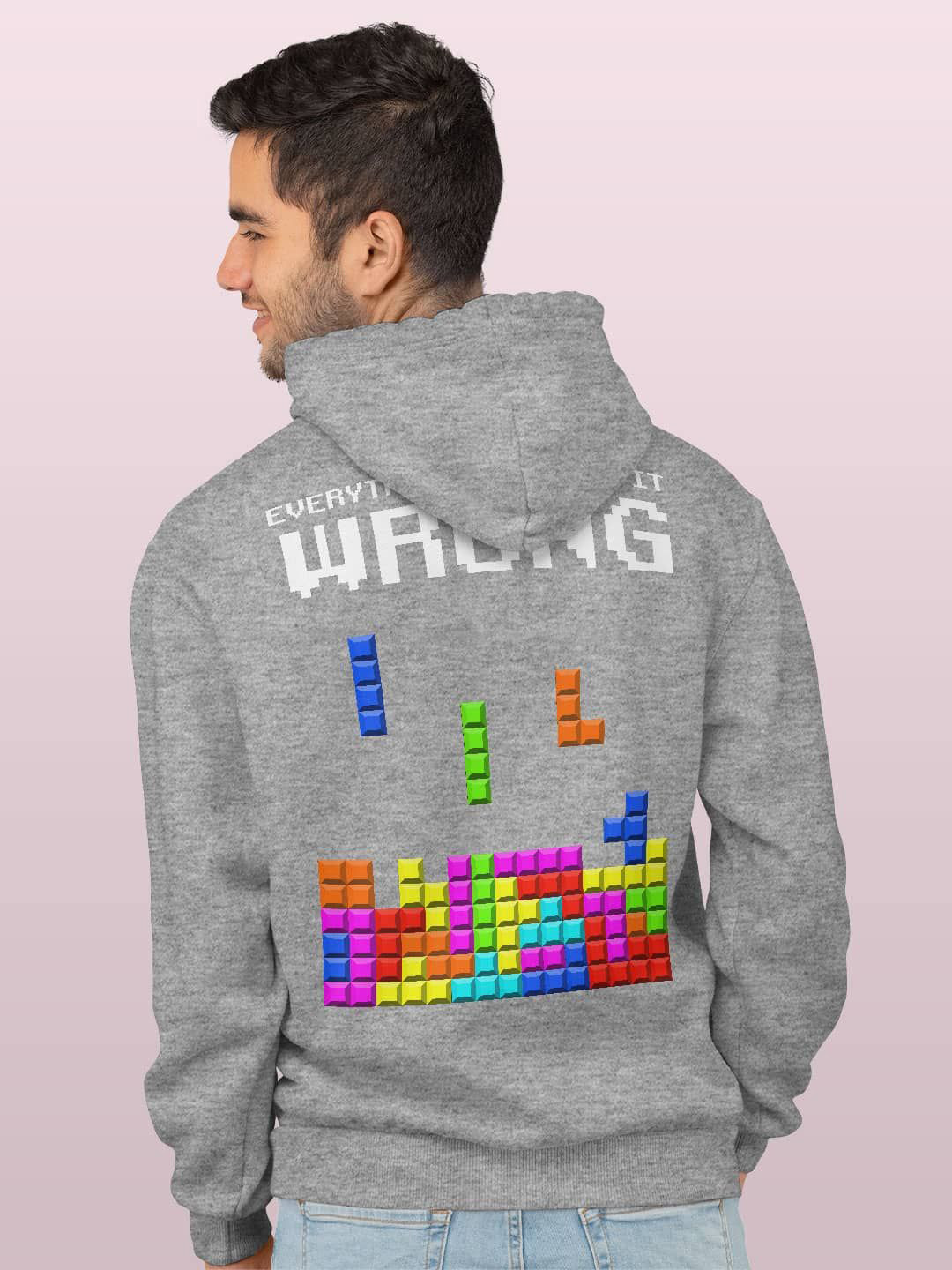 

macmerise Men Printed Hooded Sweatshirt, Grey