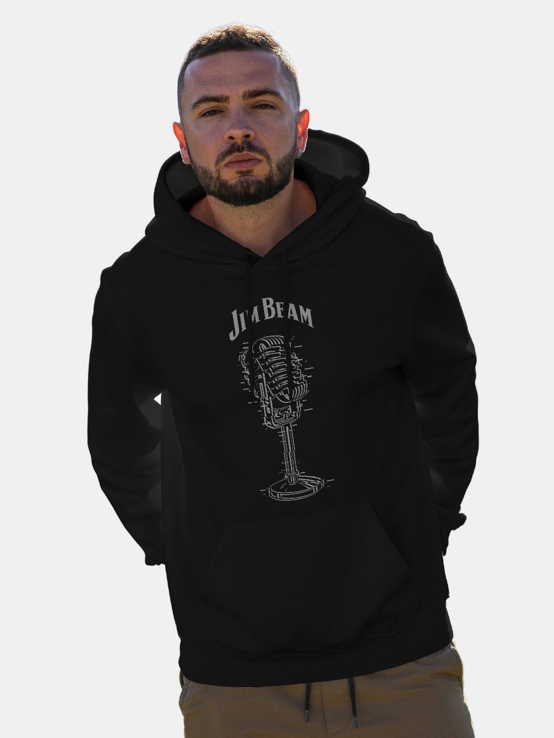 

macmerise Men Printed Hooded Sweatshirt, Black
