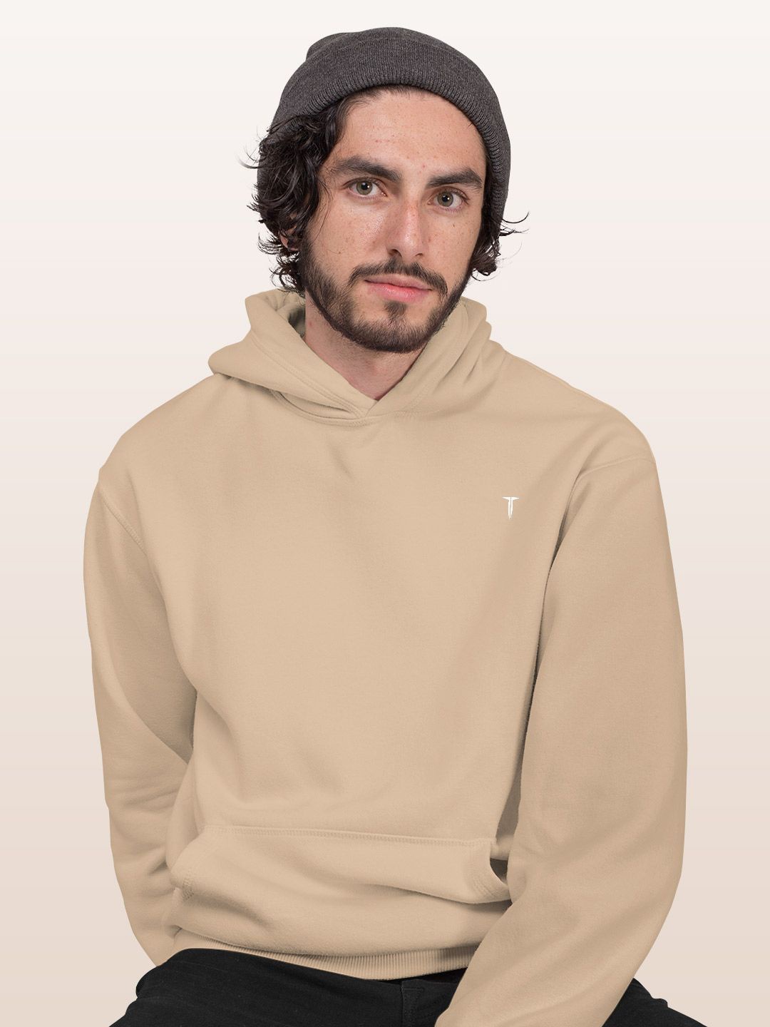 

macmerise Men Hooded Sweatshirt, Beige