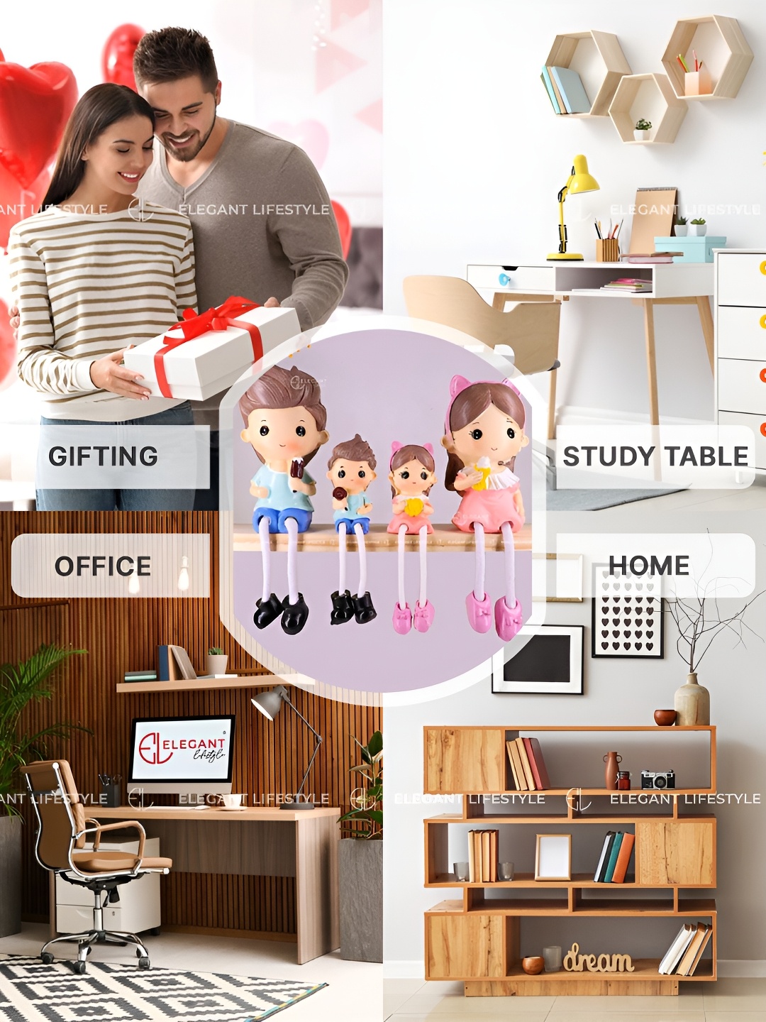 

Elegant Lifestyle Beige & White 4 Pieces Hanging Legs Statues Showpiece