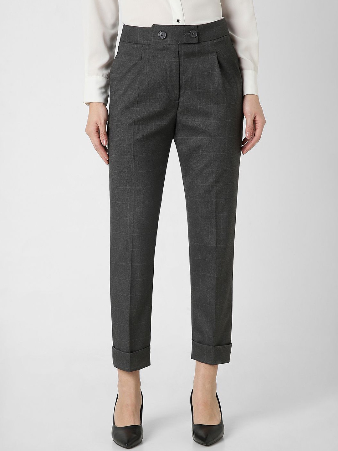 

Van Heusen Woman Women Slim Fit Formal Trousers, Grey