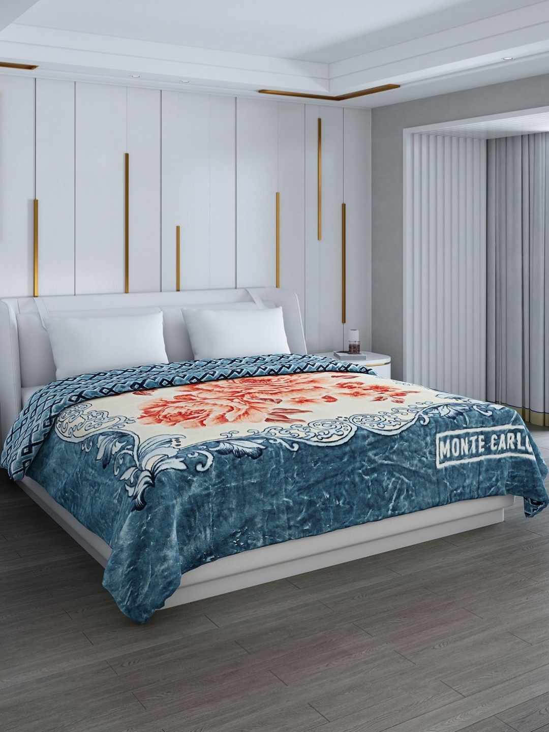 

Monte Carlo Blue & White Floral GSM 950 Heavy Winter Double Bed Blanket