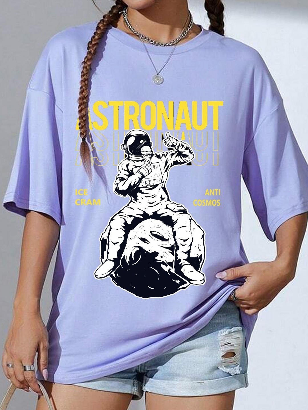 

TABADTOD Women Graphic Printed Oversized T-shirt, Purple