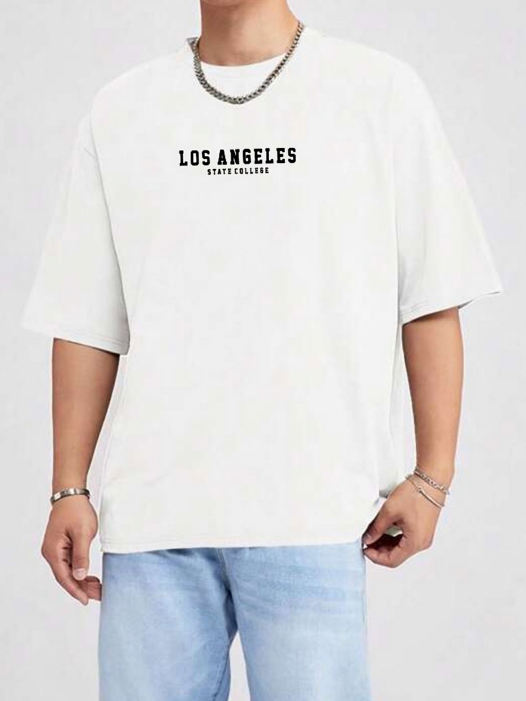 

TABADTOD Men Applique T-shirt, White