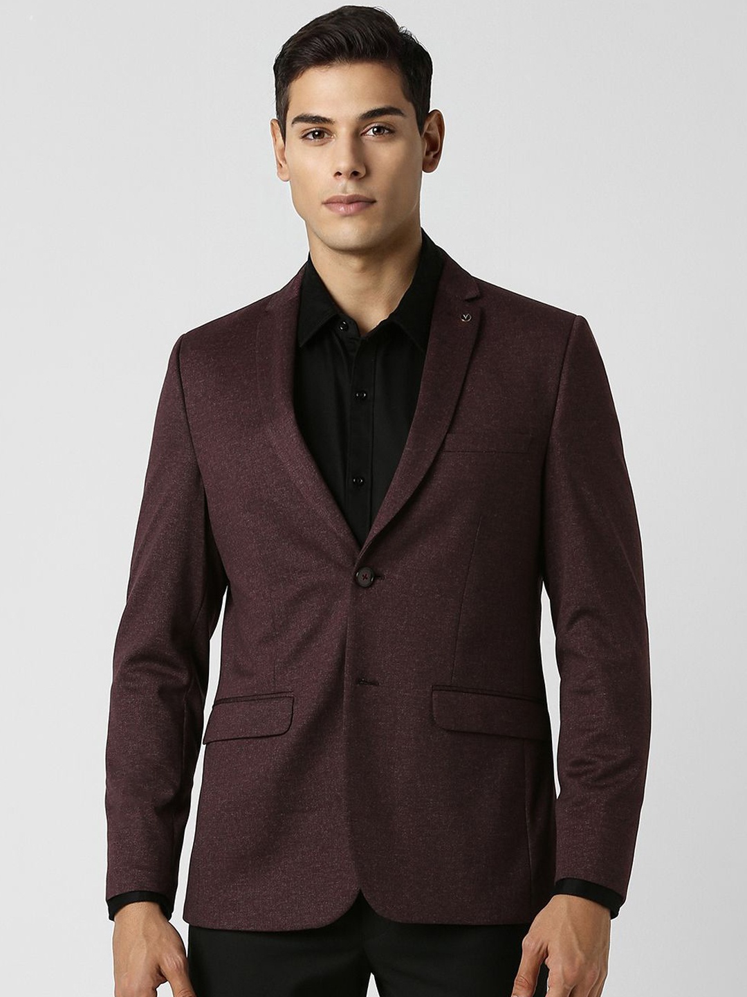 

Van Heusen Self Design Ultra Slim-Fit Single-Breasted Formal Blazers, Brown