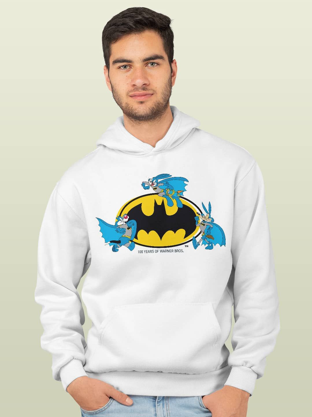 

macmerise Men Printed Hooded Sweatshirt, White