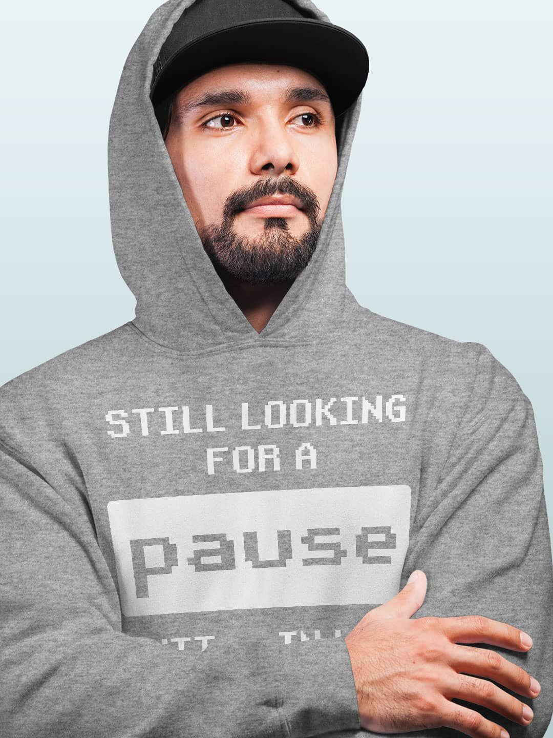 

macmerise Men Printed Hooded Sweatshirt, Grey