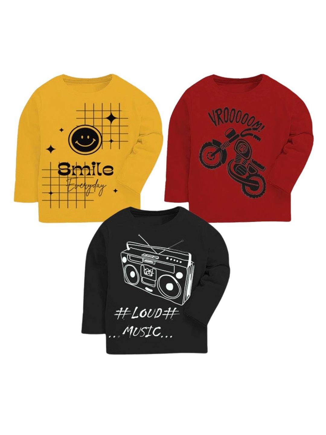 

BAESD Boys Typography 3 Printed Applique T-shirt, Multi