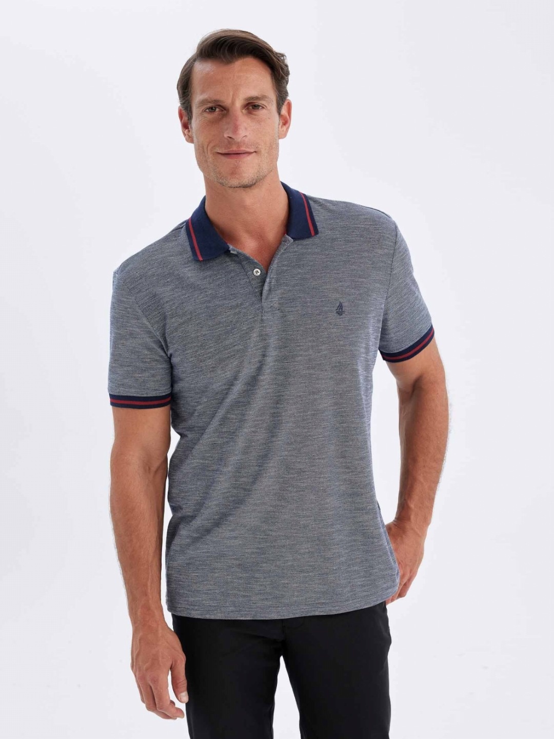 

DeFacto Men Striped Polo Collar T-shirt, Na