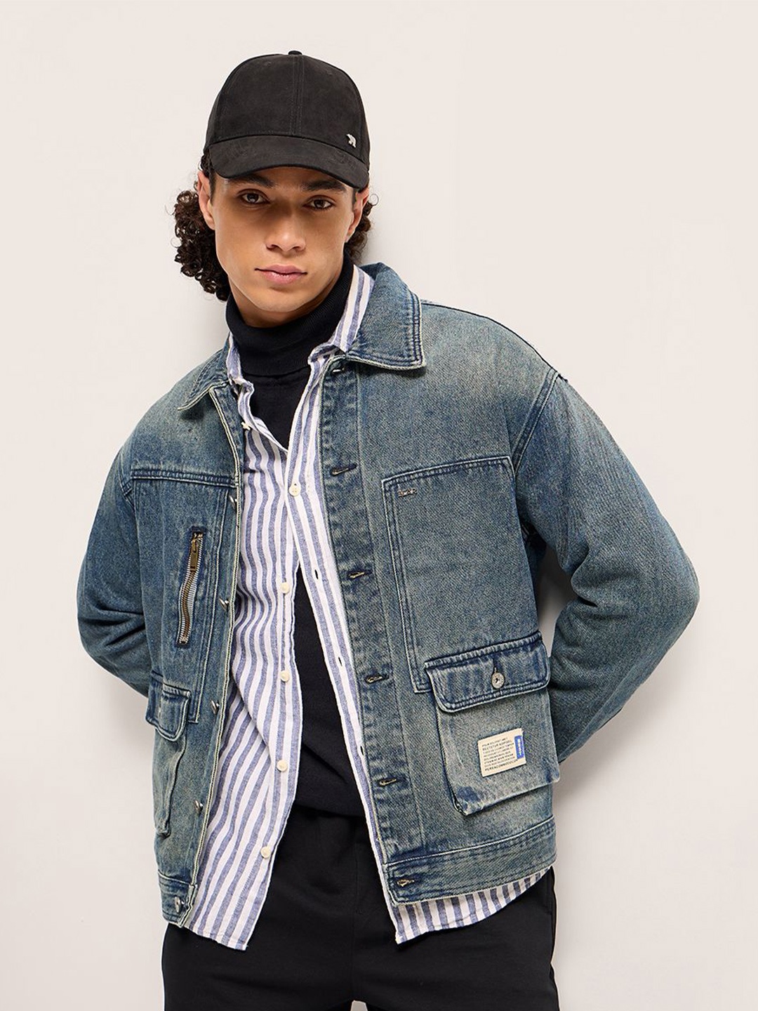 

THE BEAR HOUSE Men Solid Spread Collar Jacket, Blue