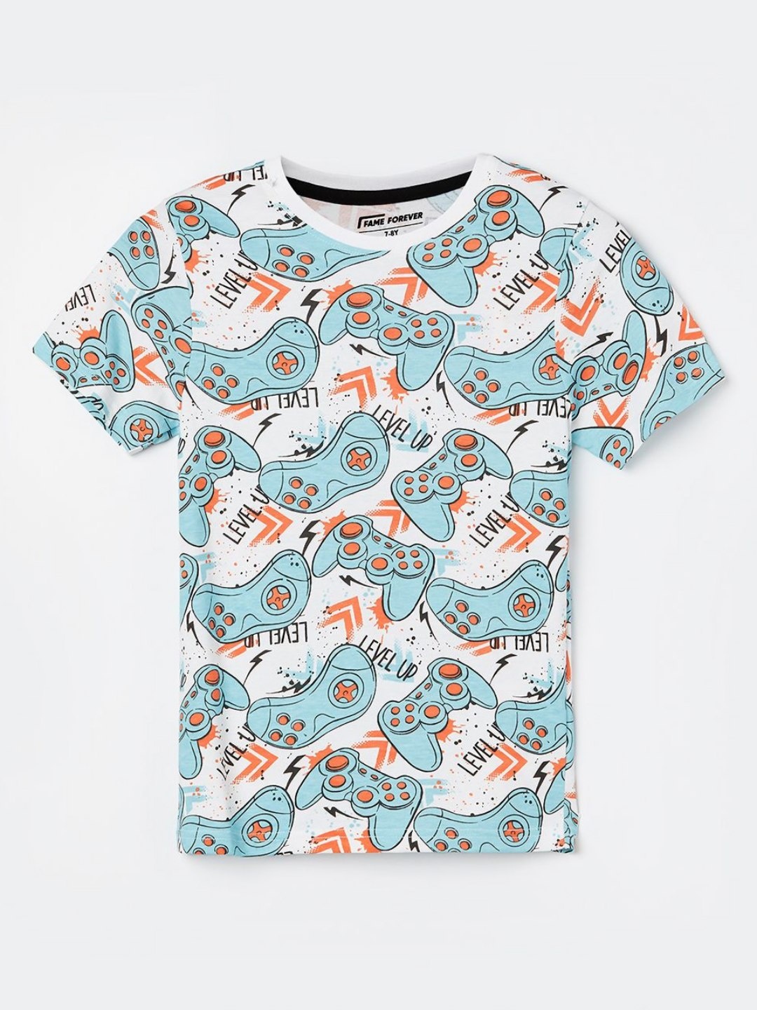 

Fame Forever by Lifestyle Boys Printed Round Neck Cotton T-shirt, White