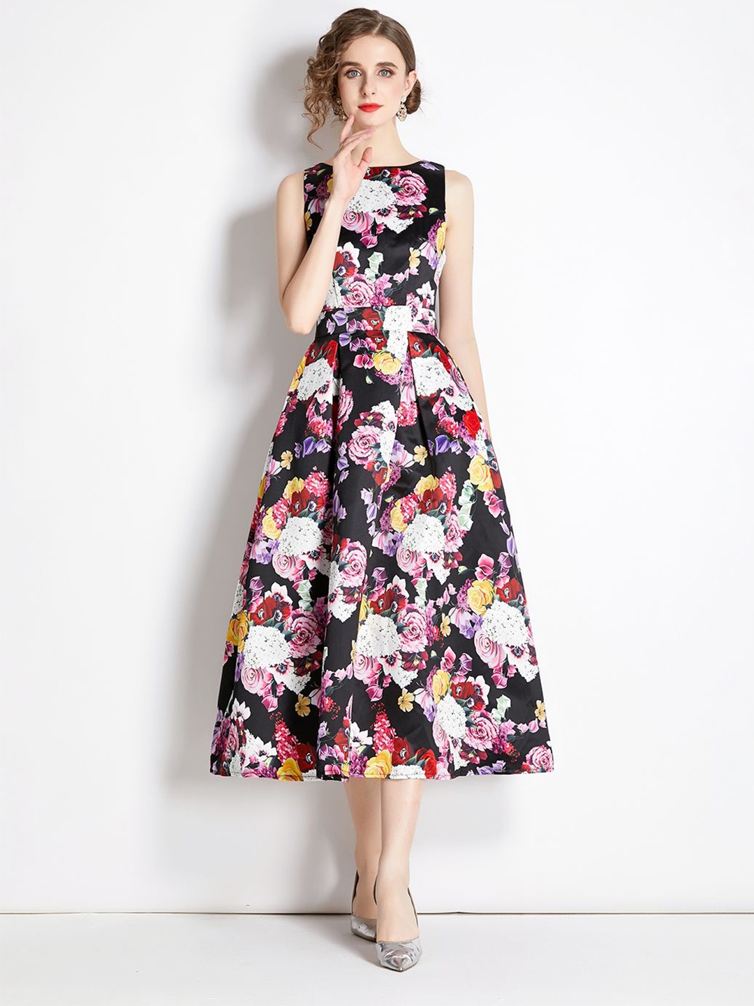 

JC Collection Floral Print Fit & Flare Midi Dress, Purple