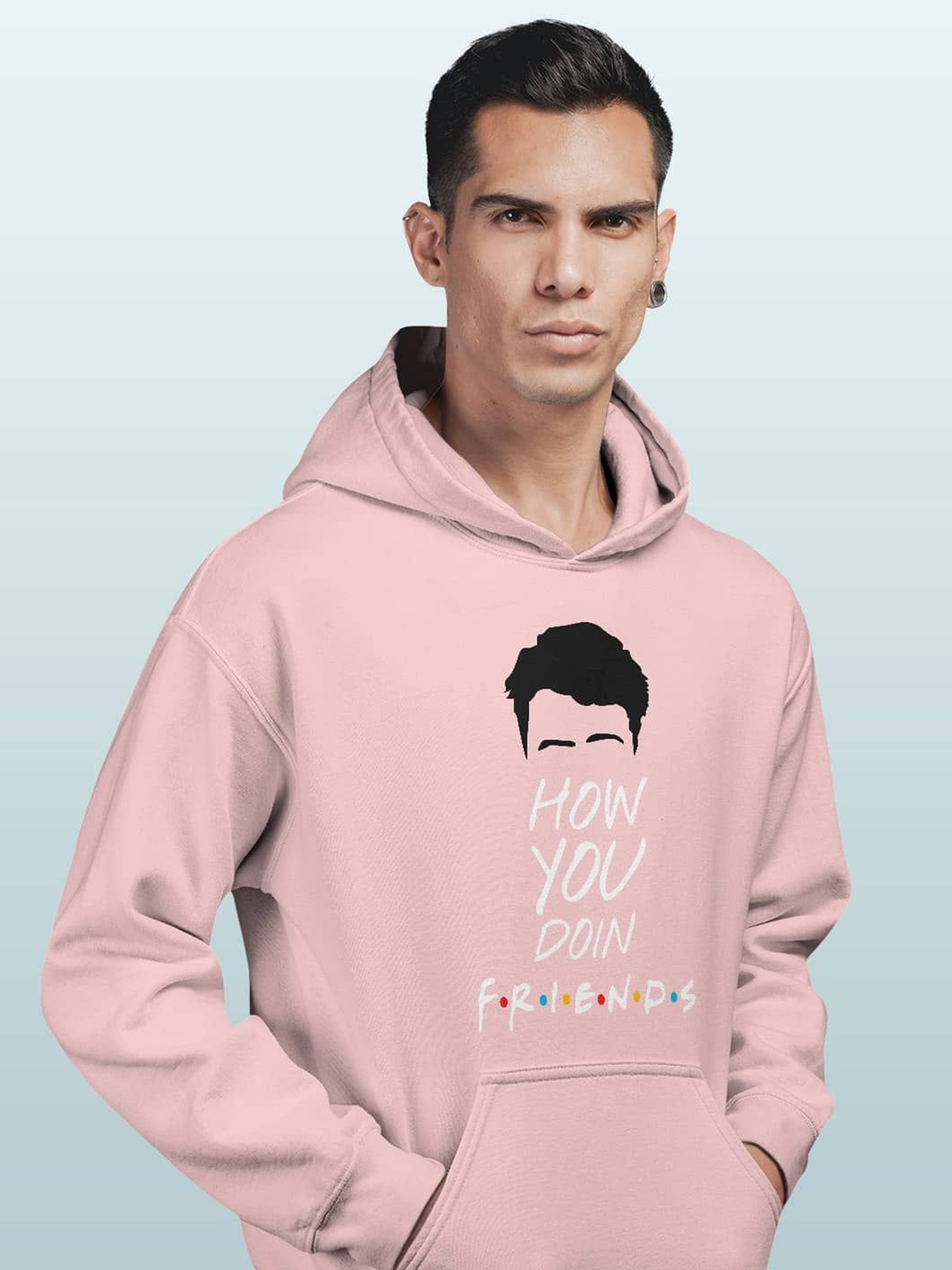 

macmerise Men Printed Hooded Sweatshirt, Pink