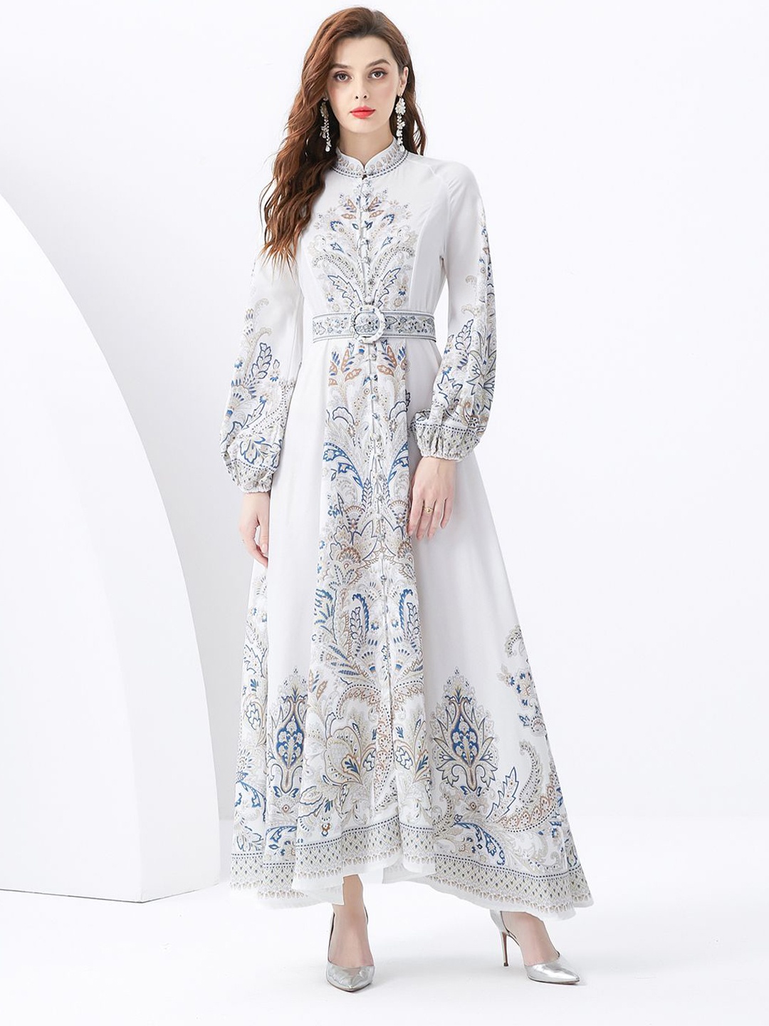 

JC Collection Ethnic Motifs Printed Maxi Dress, White