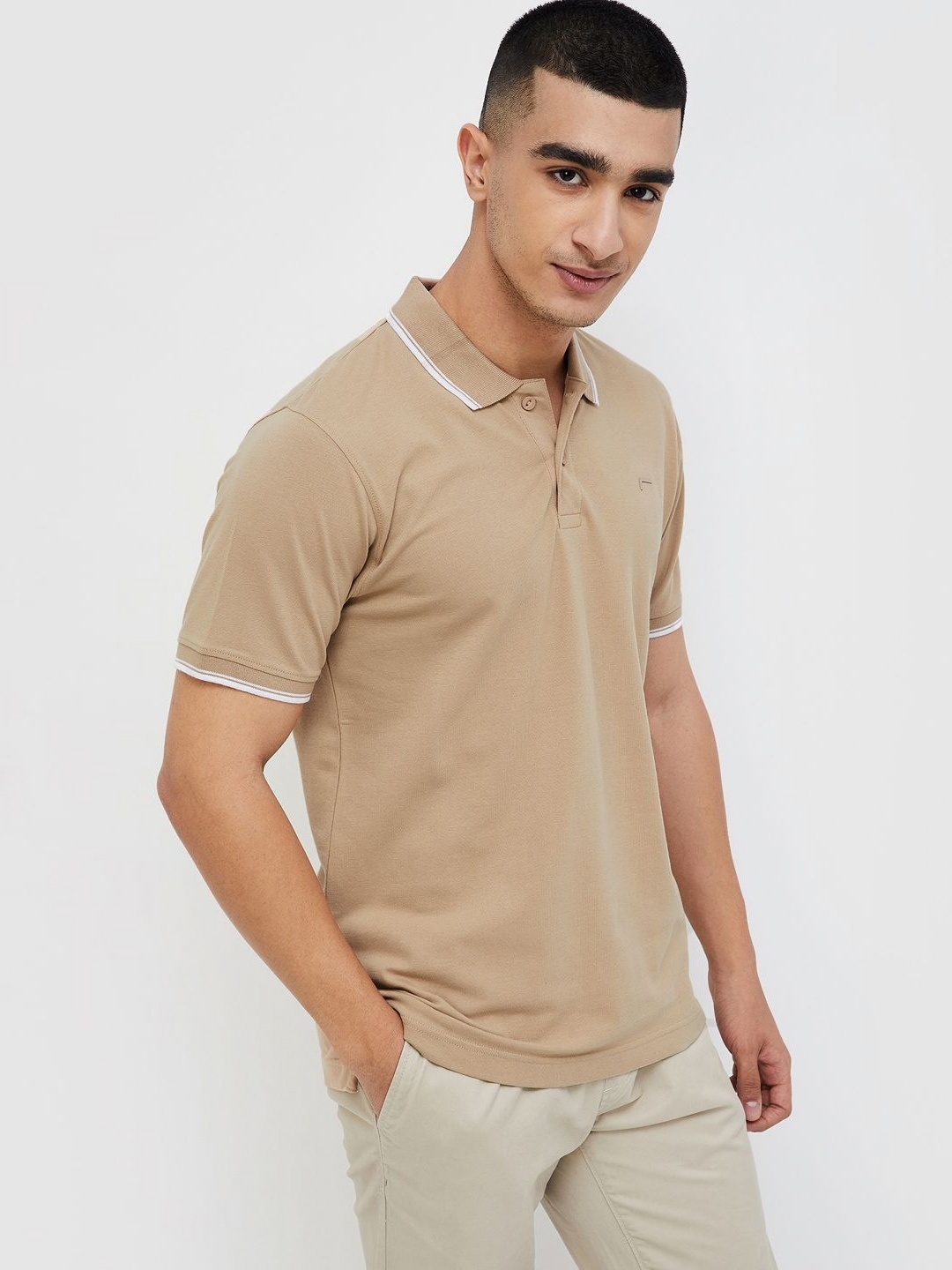 

Fame Forever by Lifestyle Men Solid Polo Collar Cotton T-shirt, Brown