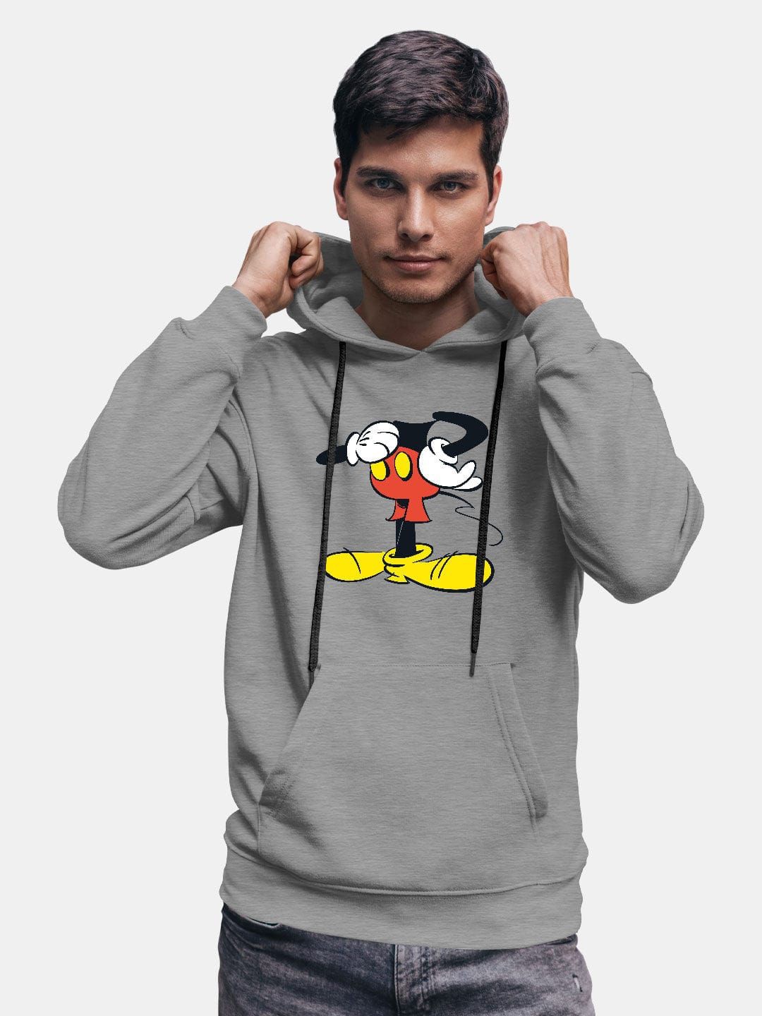 

macmerise Men Printed Hooded Sweatshirt, Grey