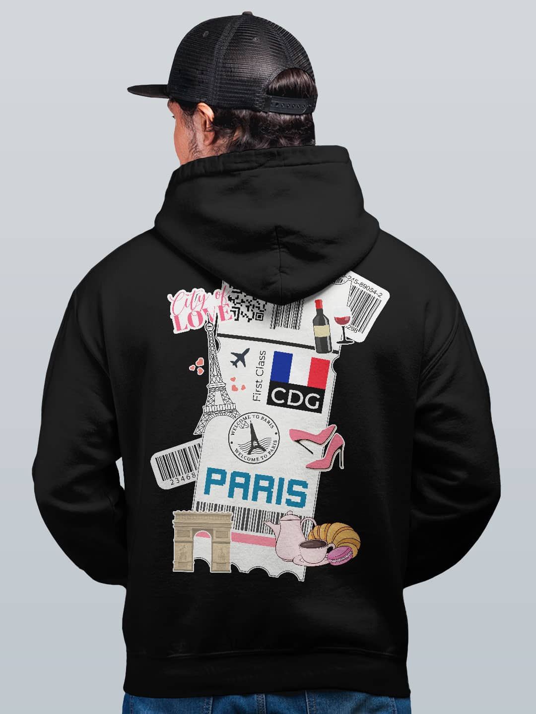 

macmerise Men Printed Hooded Sweatshirt, Black