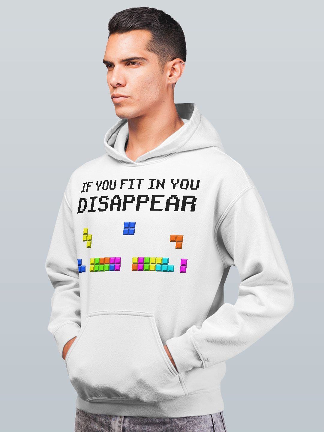 

macmerise Men Printed Hooded Sweatshirt, White