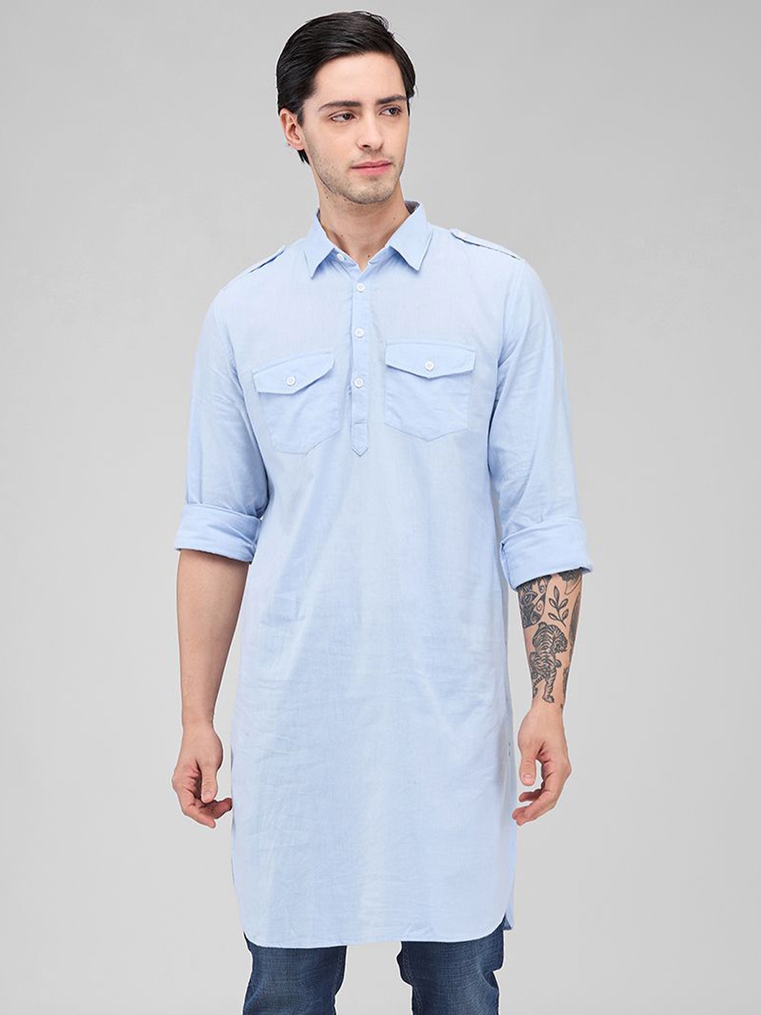 

Nick&Jess Men Classic Slim Fit Opaque Casual Shirt, Blue