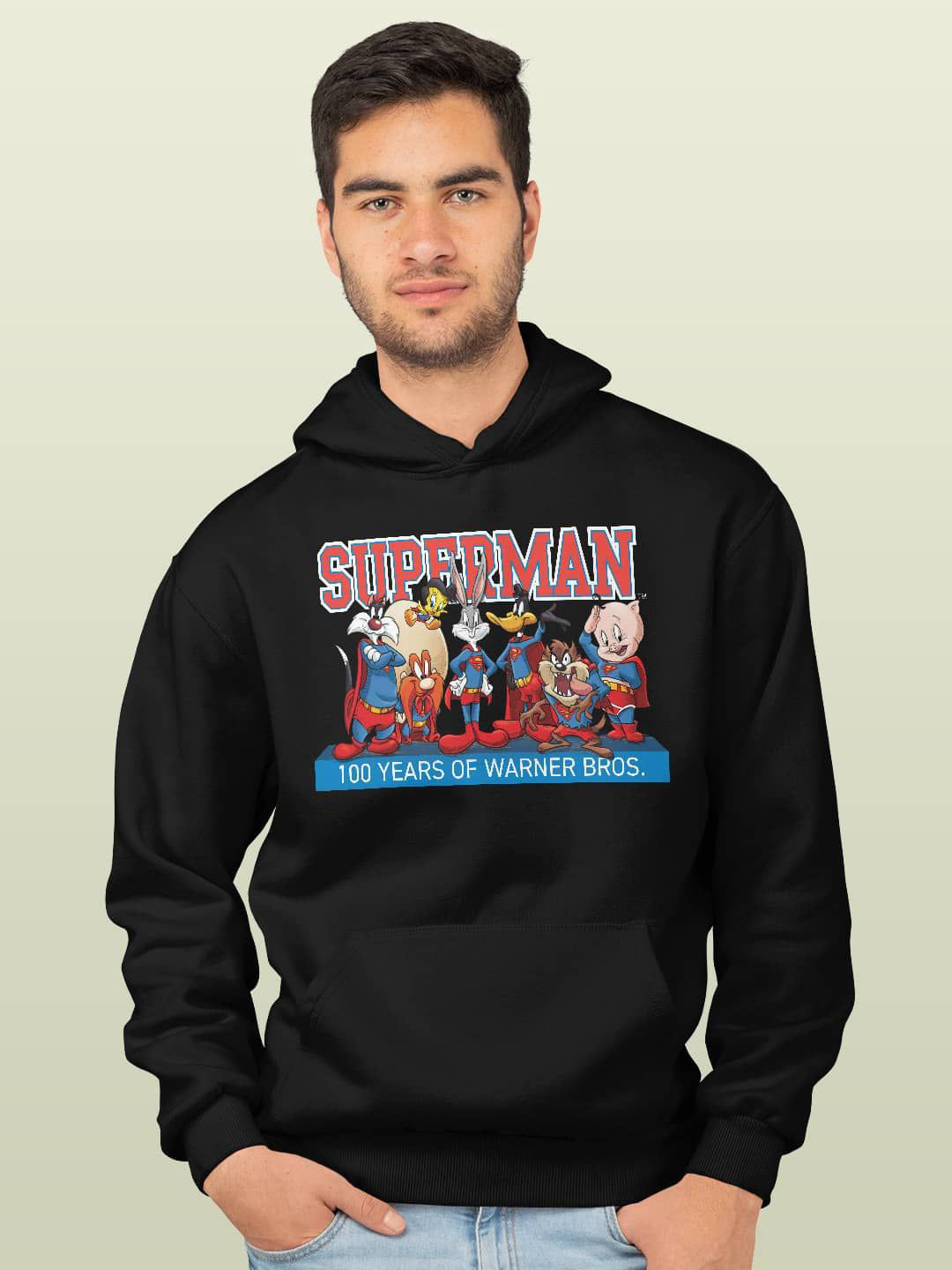 

macmerise Men Printed Hooded Sweatshirt, Black