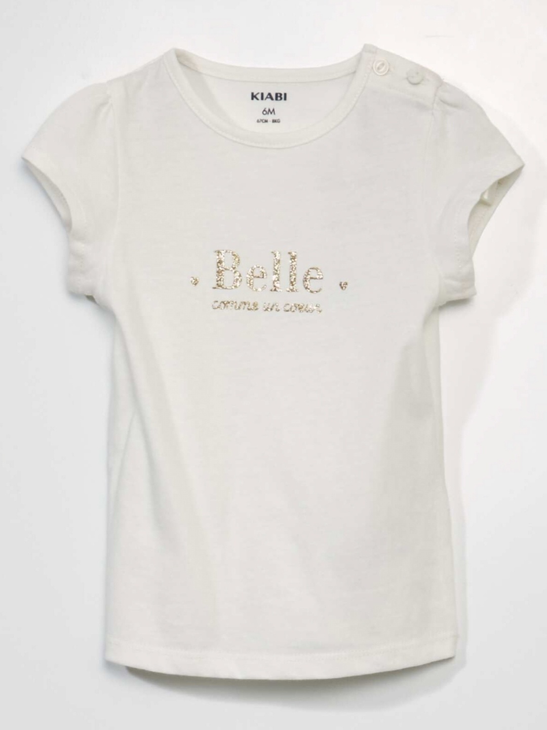 

KIABI Girls Graphic Printed Pure Cotton T-shirt, White