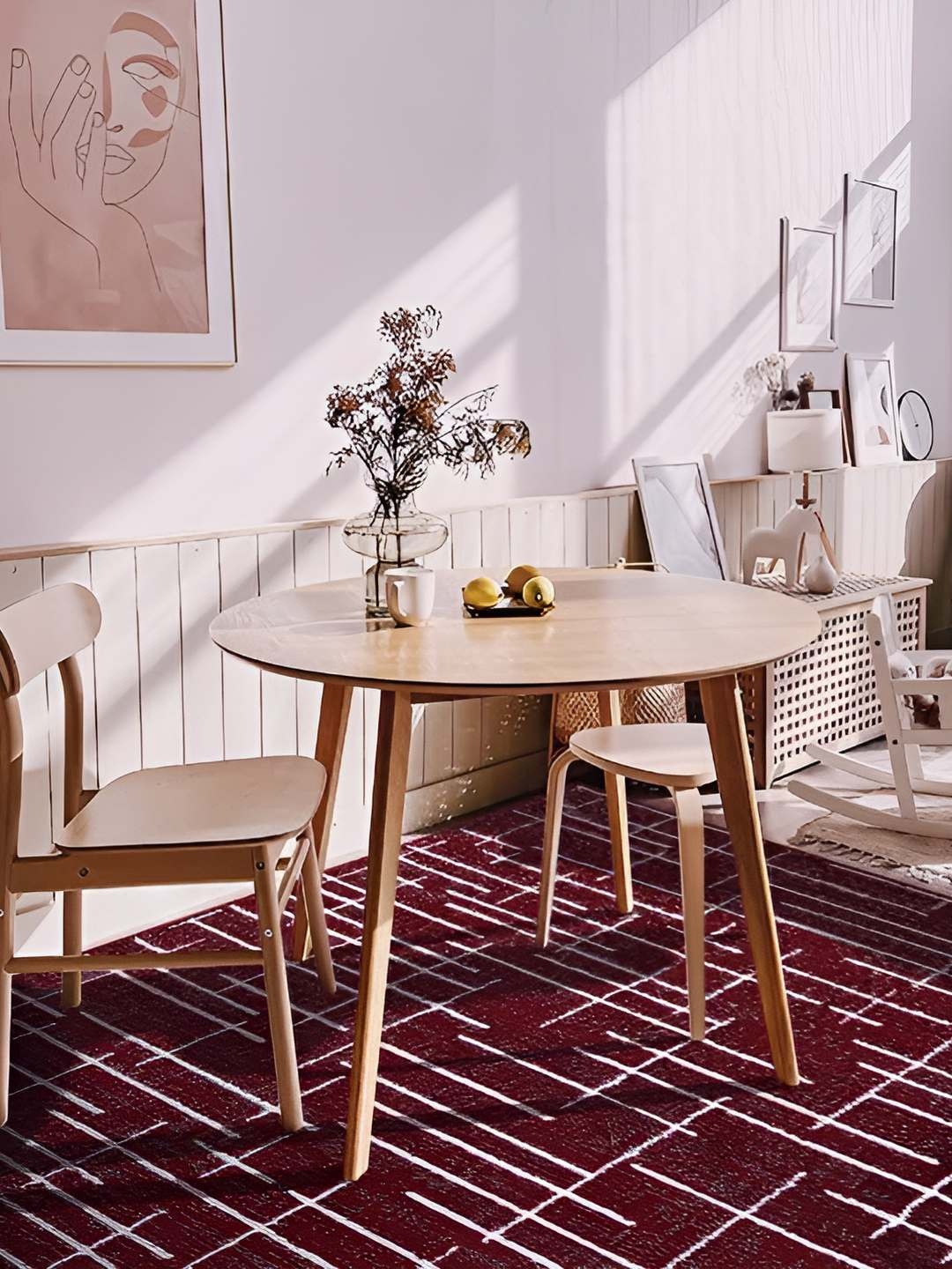 

Sapana Carpet-Mats Maroon & White Geometric Printed Carpet