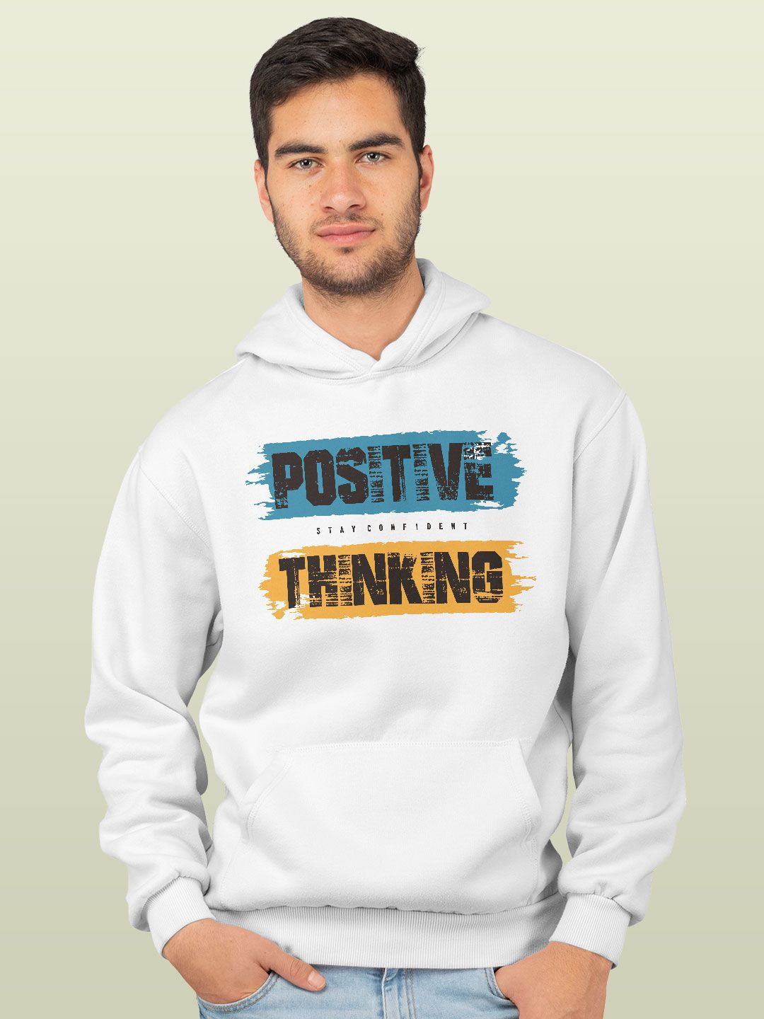 

macmerise Men Printed Hooded Sweatshirt, White