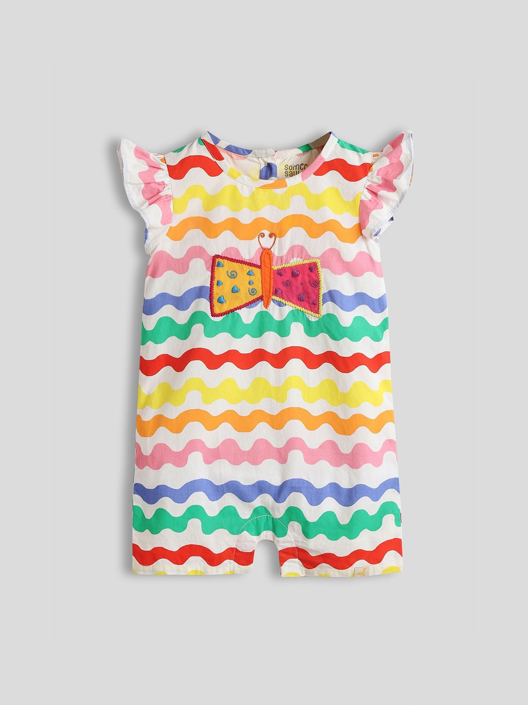 

Somersault Infant Girls Striped Cotton Romper, Yellow