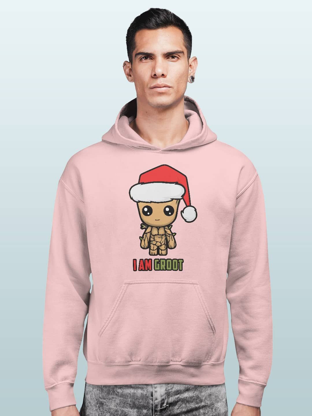 

macmerise Men Printed Hooded Sweatshirt, Pink