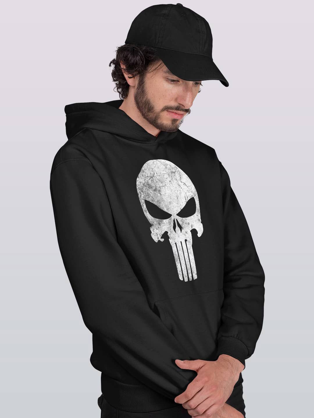 

macmerise Men Printed Hooded Sweatshirt, Black